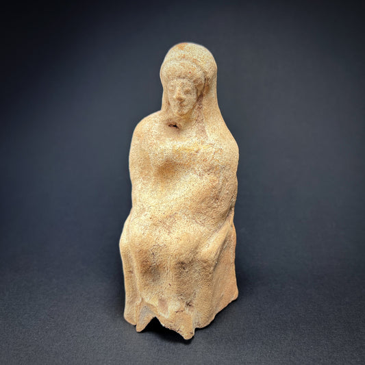 Greek Terracotta Figurine of A Seated Woman 