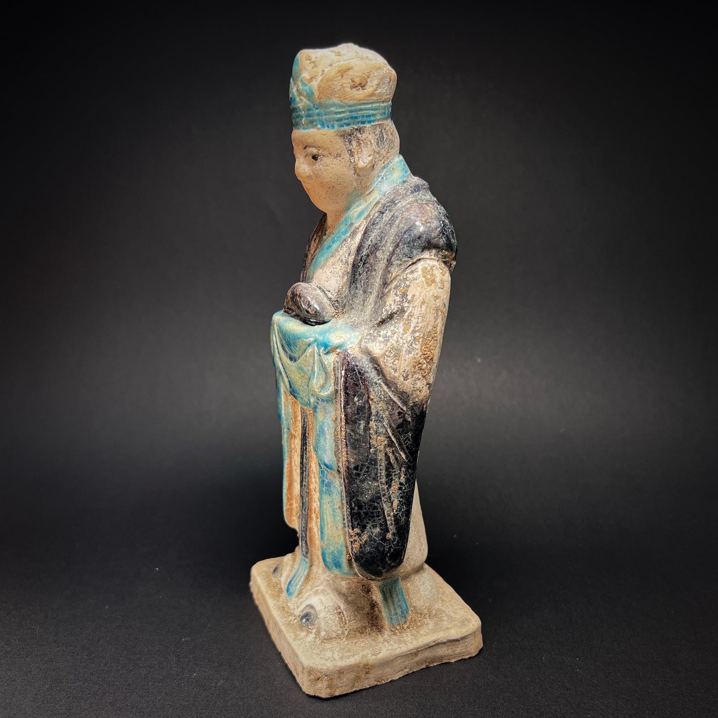 Ming Dynasty Glazed Pottery Tomb Attendant with Zodiac Animal