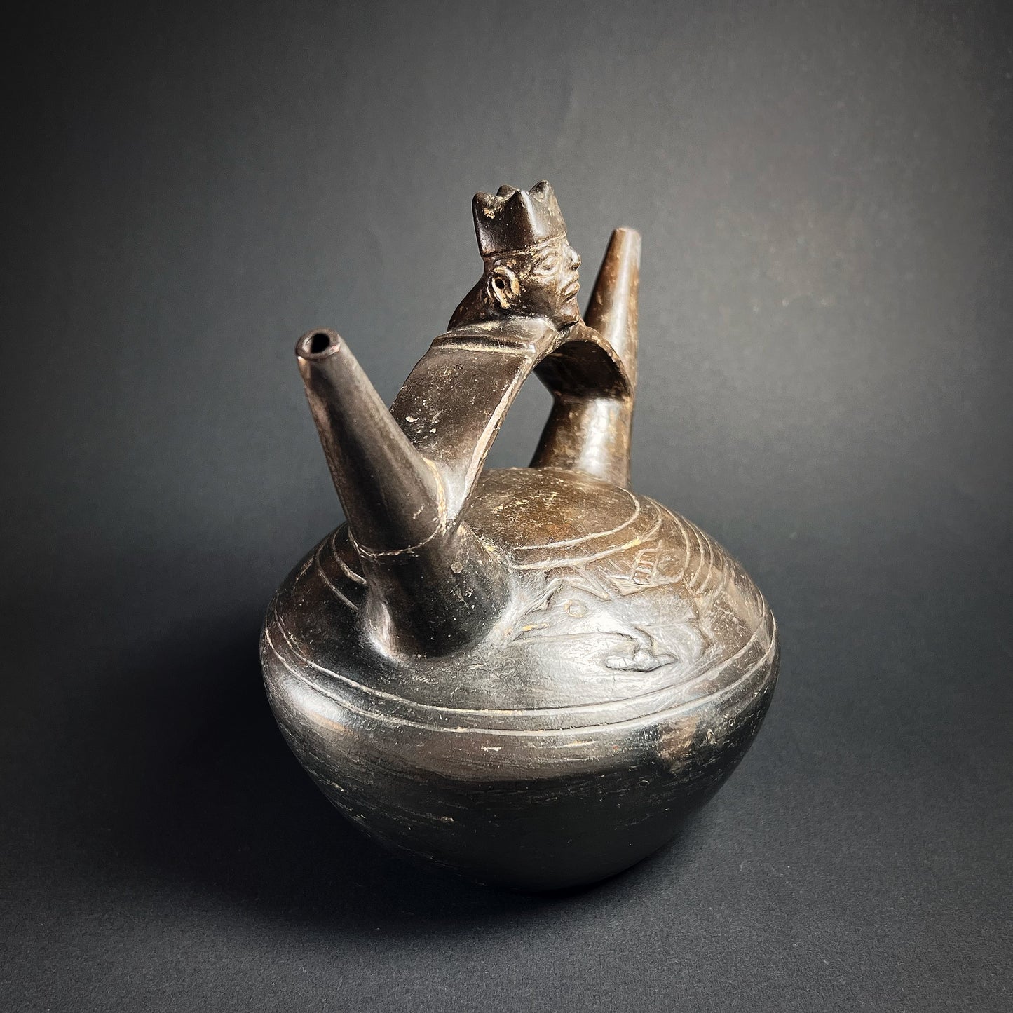 Lambayeque Blackware Double Spouted Vessel