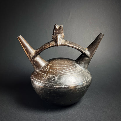 Lambayeque Blackware Double Spouted Vessel