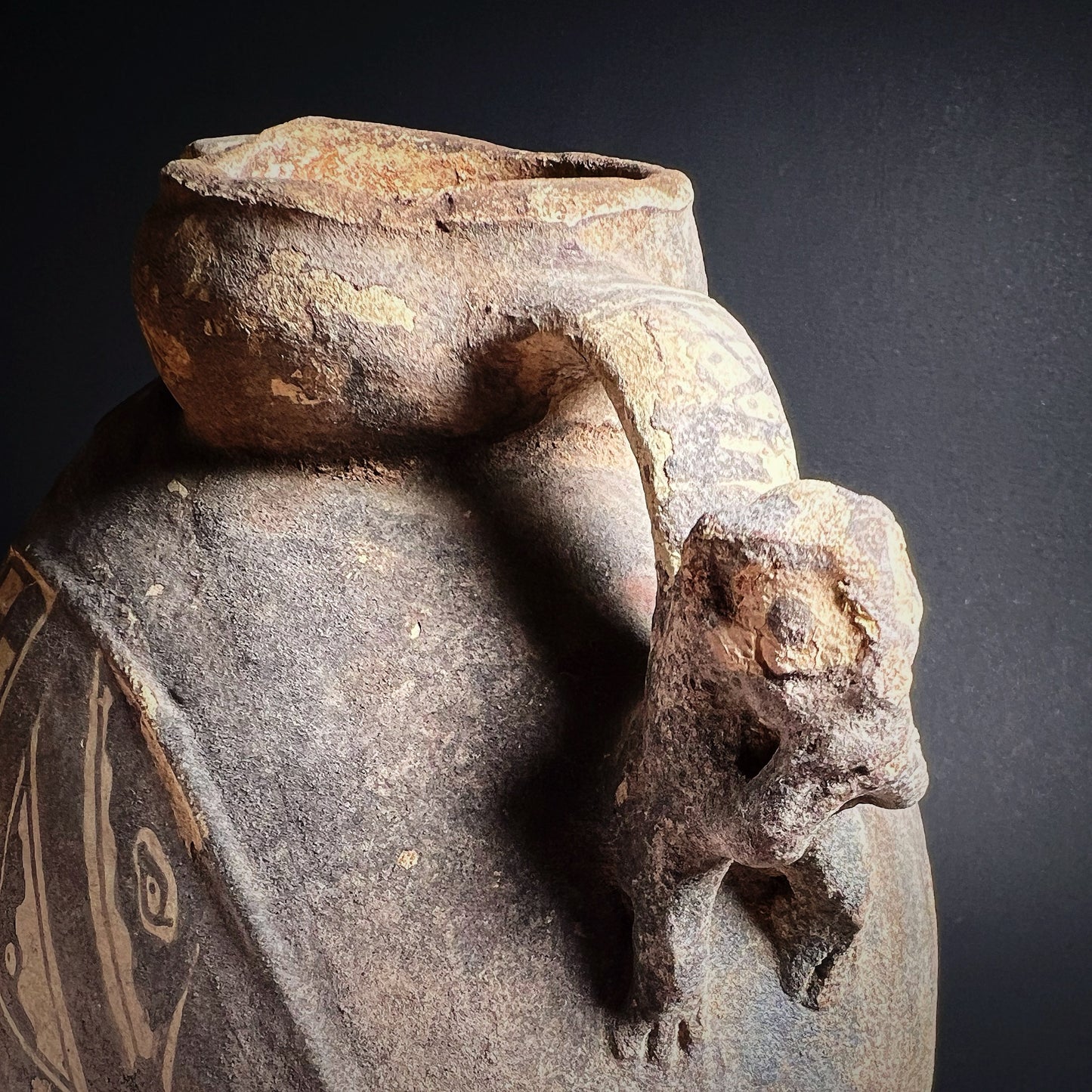 Chancay Pottery Canteen with Monkey