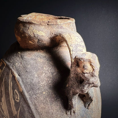 Chancay Pottery Canteen with Monkey