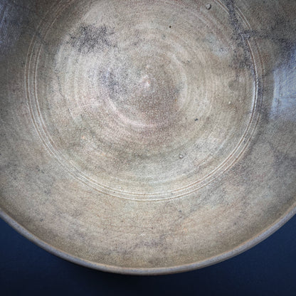 Thai San Kamphaeng Grayish Green Glazed Stoneware Bowl