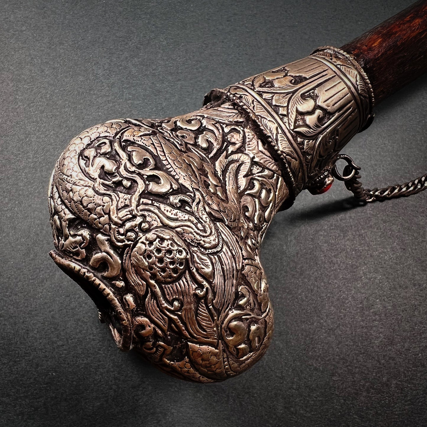 Tibetan Human Thigh Bone Silver Inlaid Trumpet Kangling