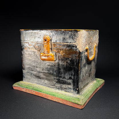 Ming Dynasty Green Glazed Pottery Offering Chest