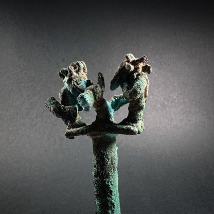 Inca Ceremonial Copper Tumi with Figural Finial