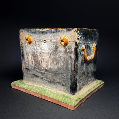 Ming Dynasty Green Glazed Pottery Offering Chest