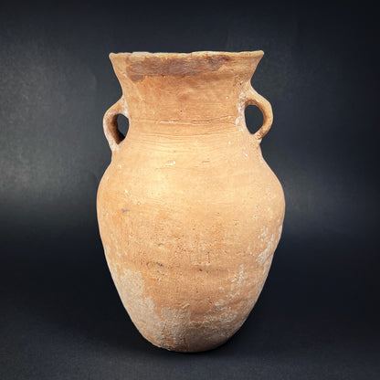 Qijia Culture Squatted Pottery Jar with Loop Handles