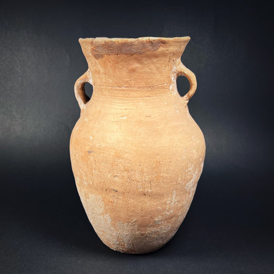 Qijia Culture Squatted Pottery Jar with Loop Handles