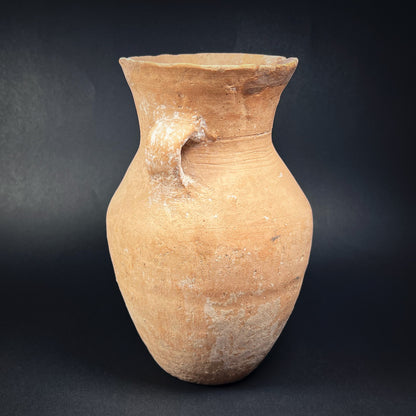 Qijia Culture Squatted Pottery Jar with Loop Handles