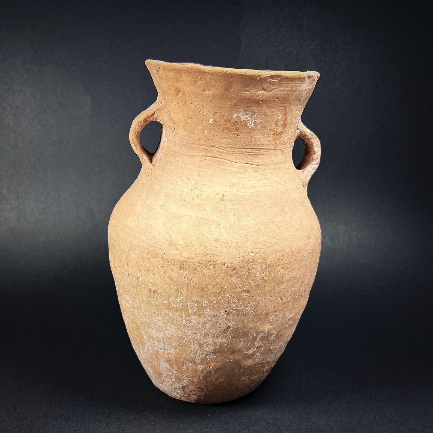 Qijia Culture Squatted Pottery Jar with Loop Handles