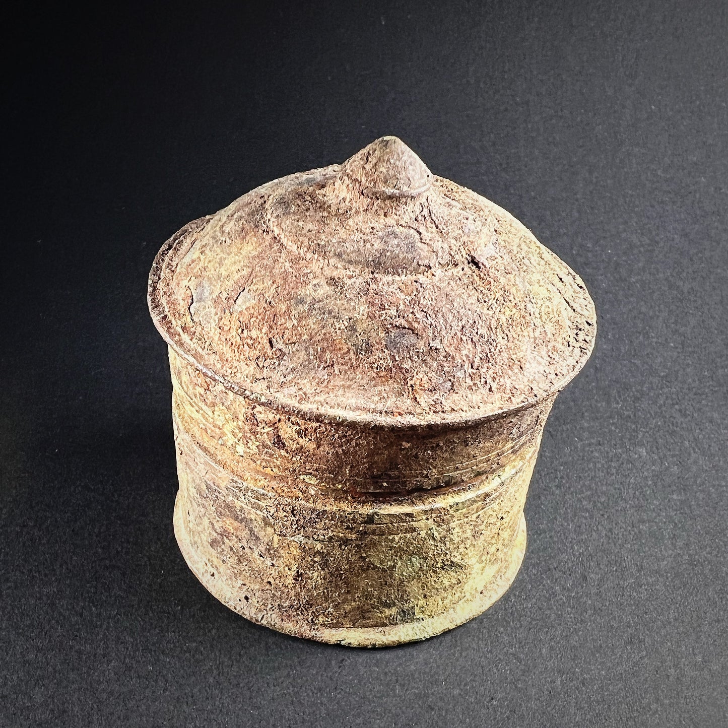 Khmer Angkor Period Bronze Covered Lime Box