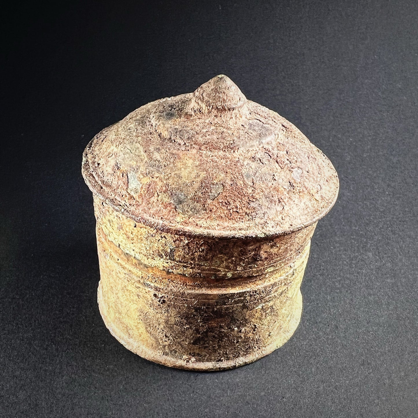 Khmer Angkor Period Bronze Covered Lime Box