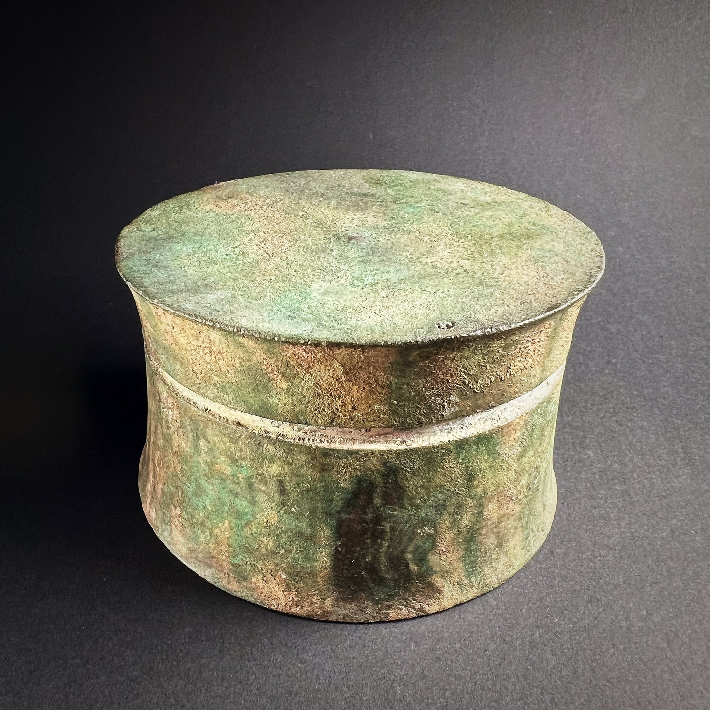Khmer Angkor Period Bronze Lime Box with Cover