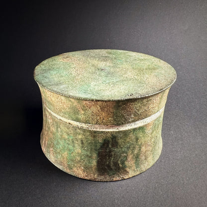 Khmer Angkor Period Bronze Lime Box with Cover