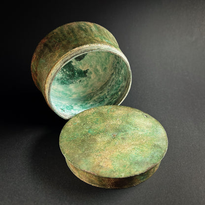 Khmer Angkor Period Bronze Lime Box with Cover
