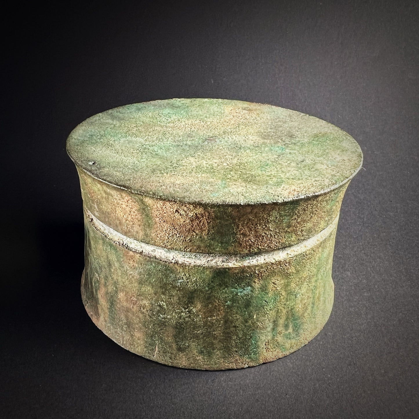 Khmer Angkor Period Bronze Lime Box with Cover