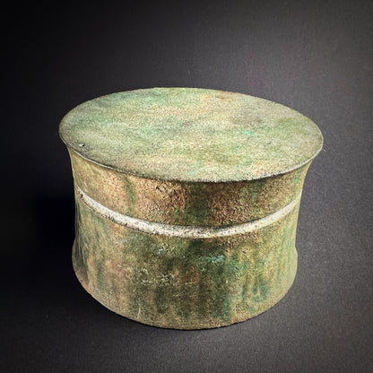 Khmer Angkor Period Bronze Lime Box with Cover