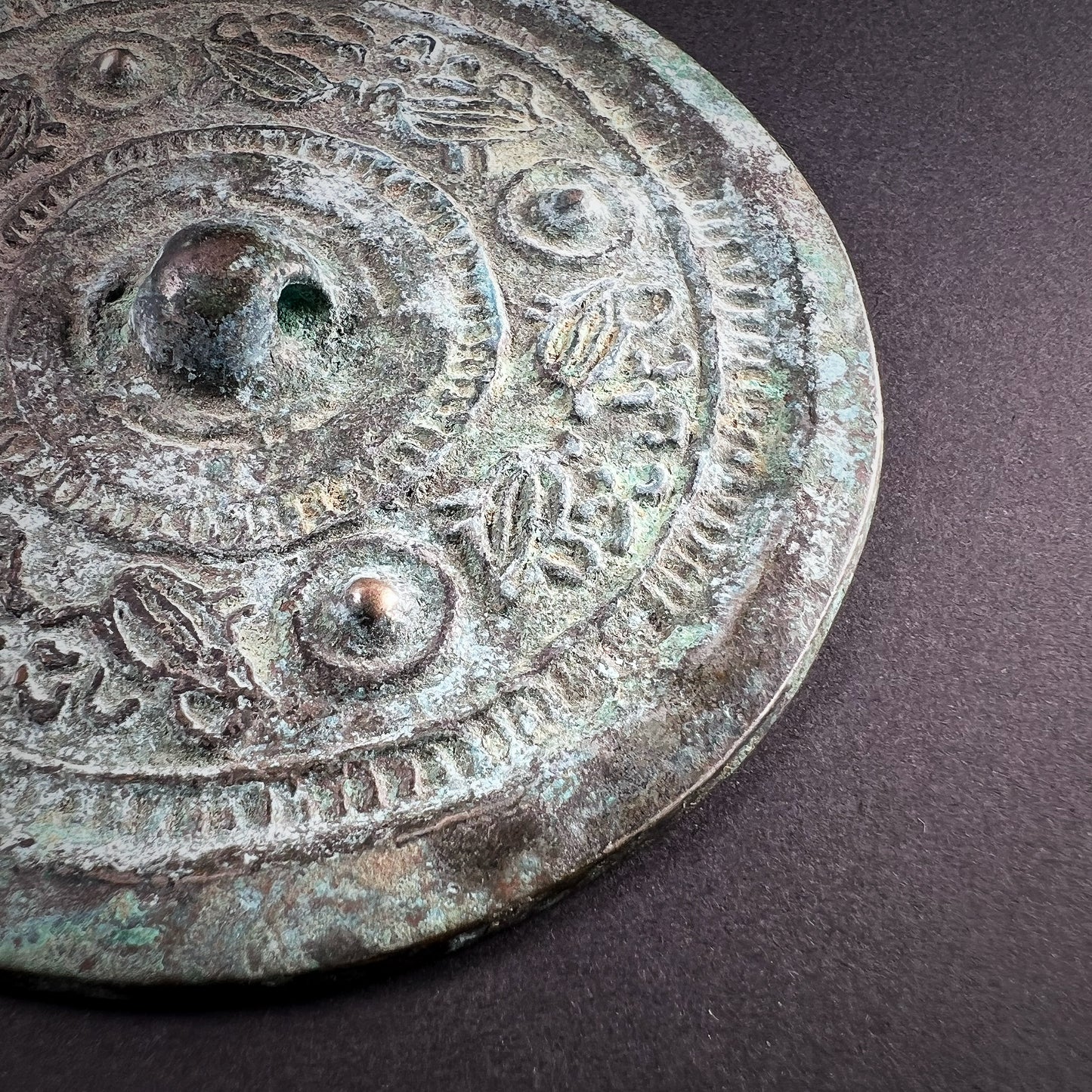 Han Dynasty Bronze Mirror with Four Nipples and Eight Birds