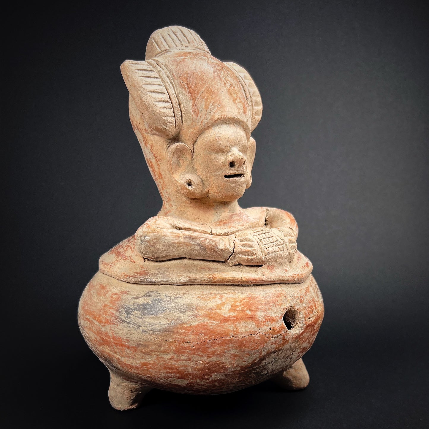 Zapotec Figural Terracotta Tripod Censer