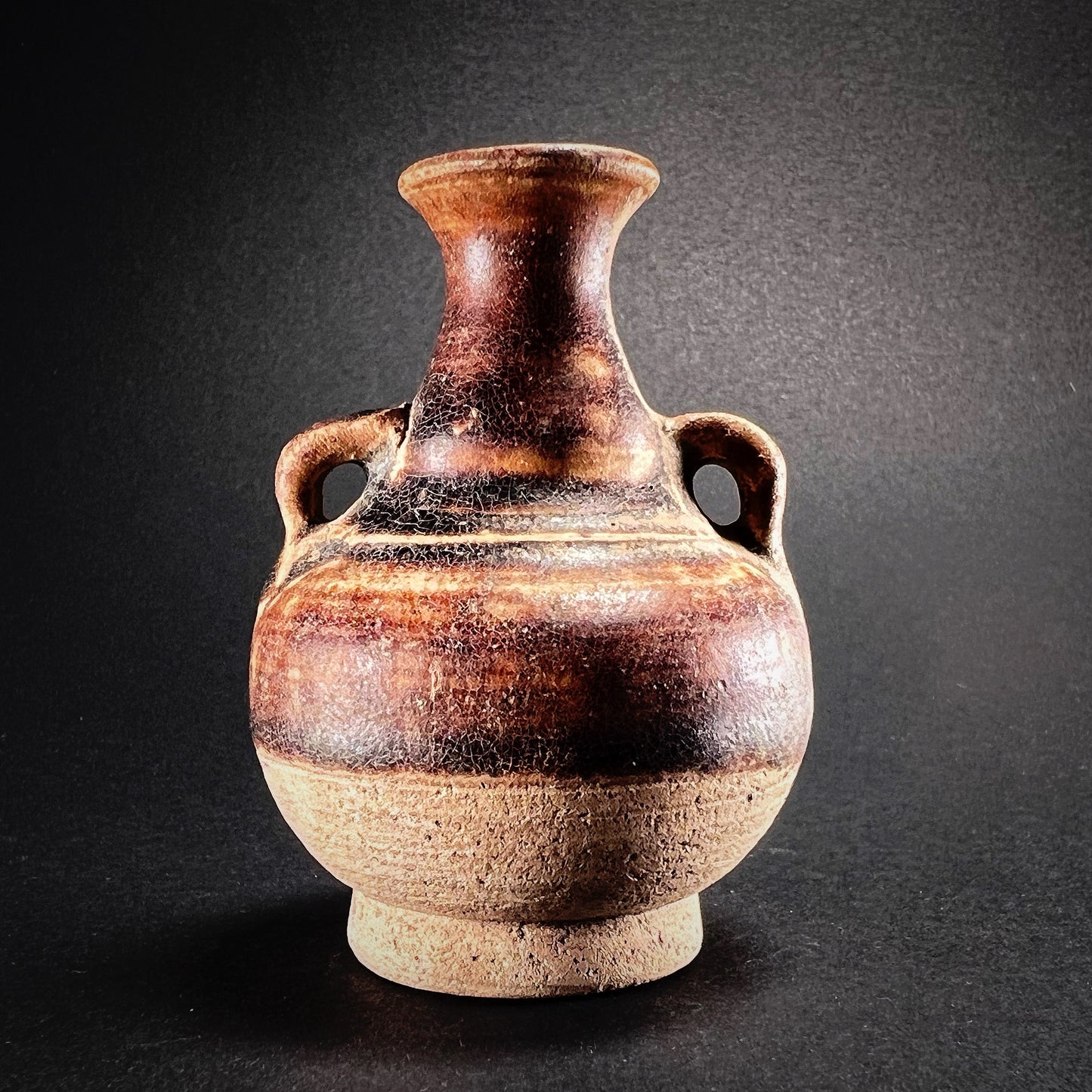 Thai Sawankhalok Brown Glazed Stoneware Mercury Bottle