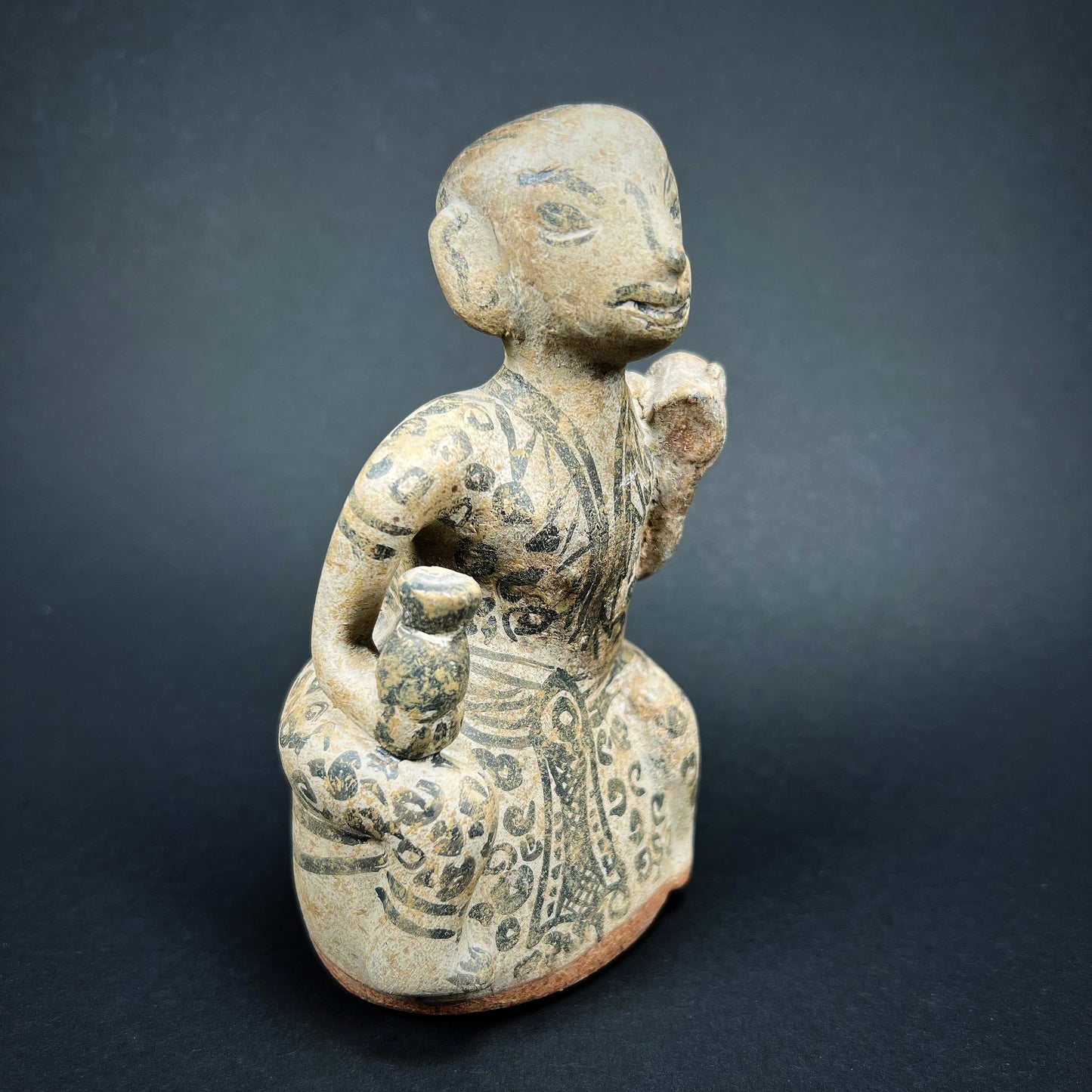 Thai Si Satchanalai Brown Glazed Stoneware Human Figure