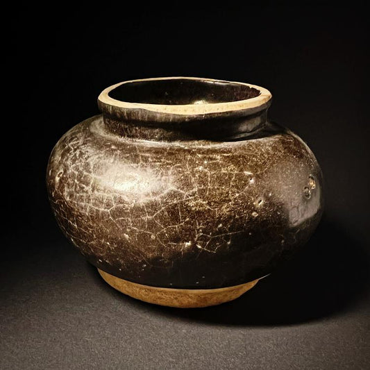 Thai Sawankhalok Brown Glazed Stoneware Vase