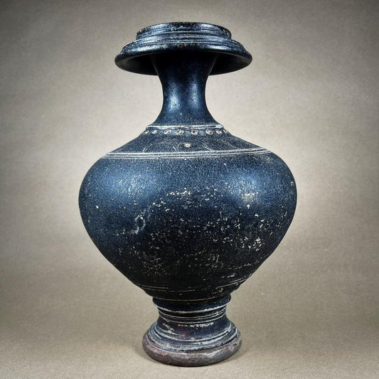 Khmer Angkor Period Stoneware Brown Glazed Vase