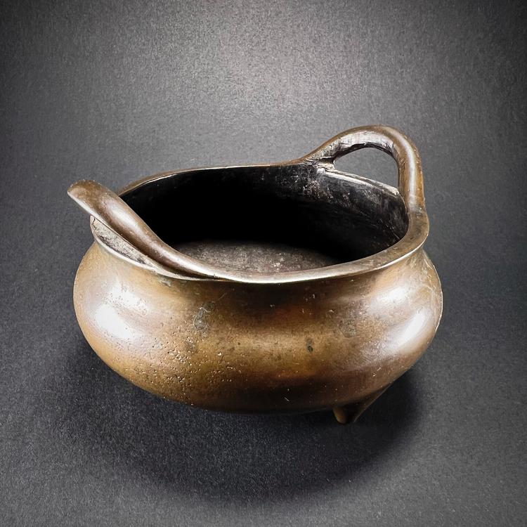 Qing Dynasty Bronze Tripod Censer