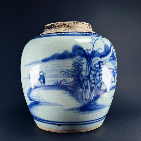 Qing Dynasty Daoguang Blue White Porcelain Ginger Jar