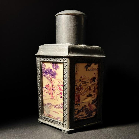 Qing Dynasty Shantou Glass and Pewter Tea Caddy